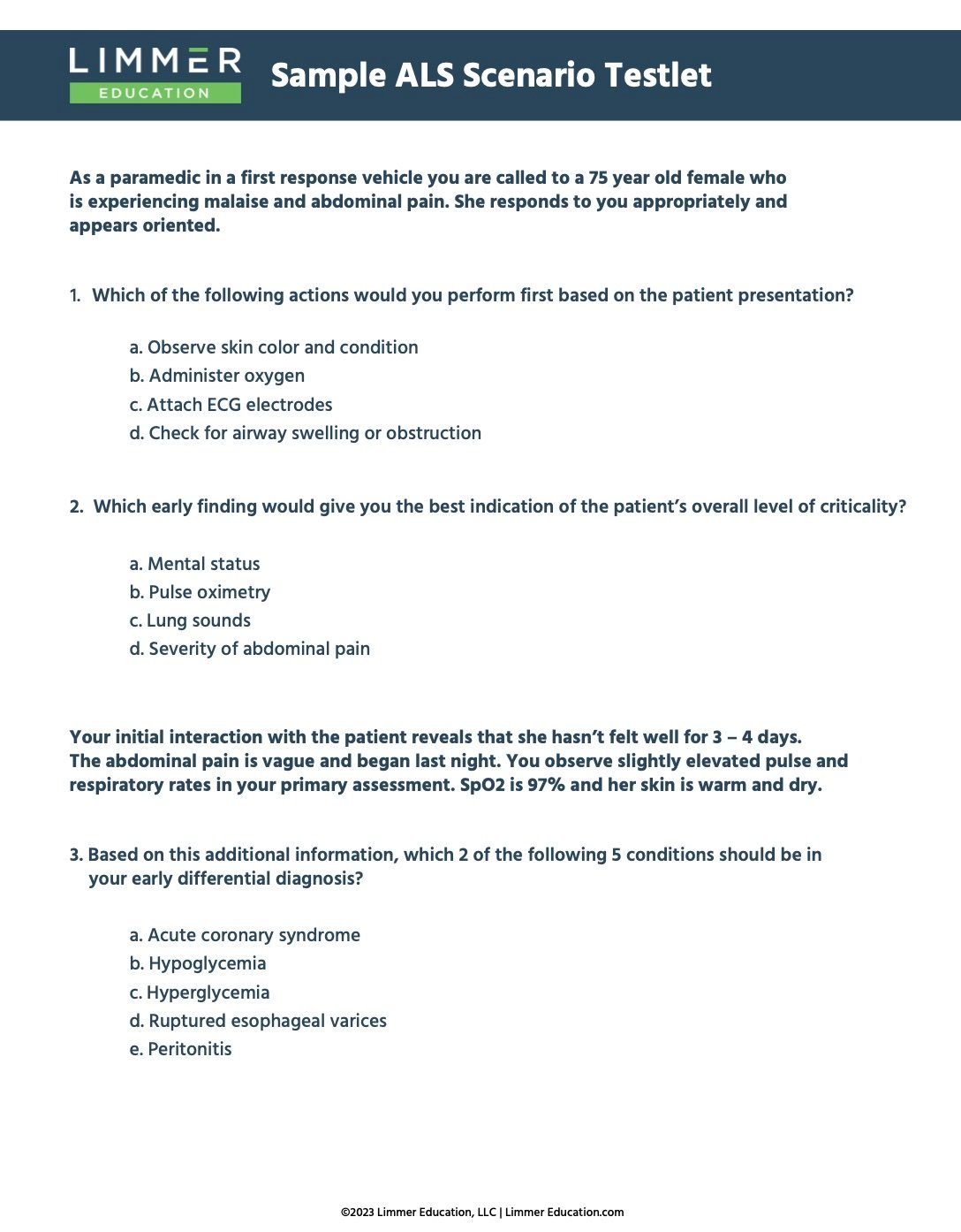 thumbnail for sample exam style for new NREMT sequencing questions