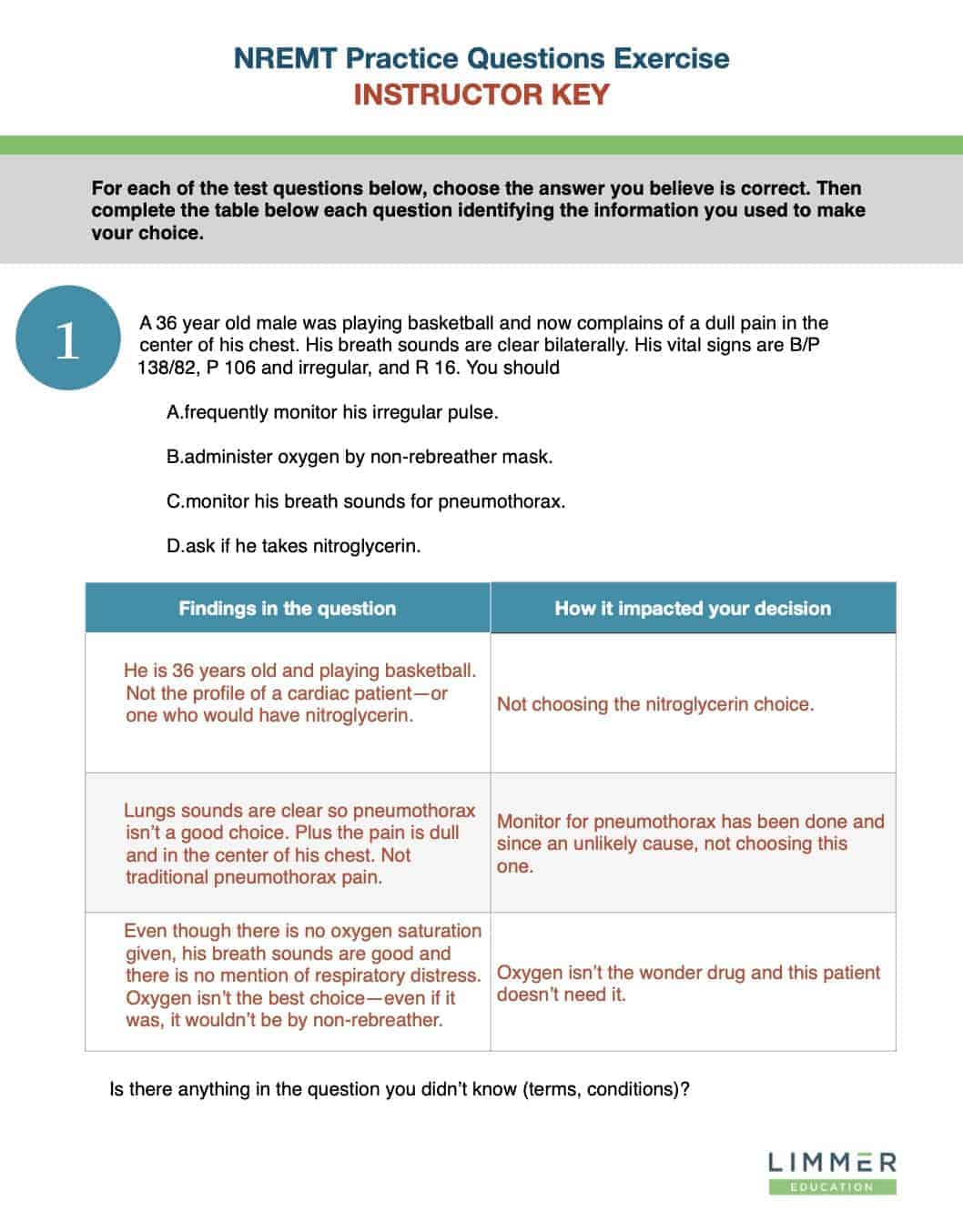 NREMT Practice Questions Exercise Instructor Key thumbnail