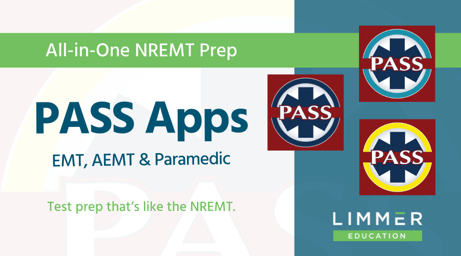 text: "all-in-one NREMT prep, PASS apps for EMT, AEMT, Paramedic. Test prep that's like the NREMT."