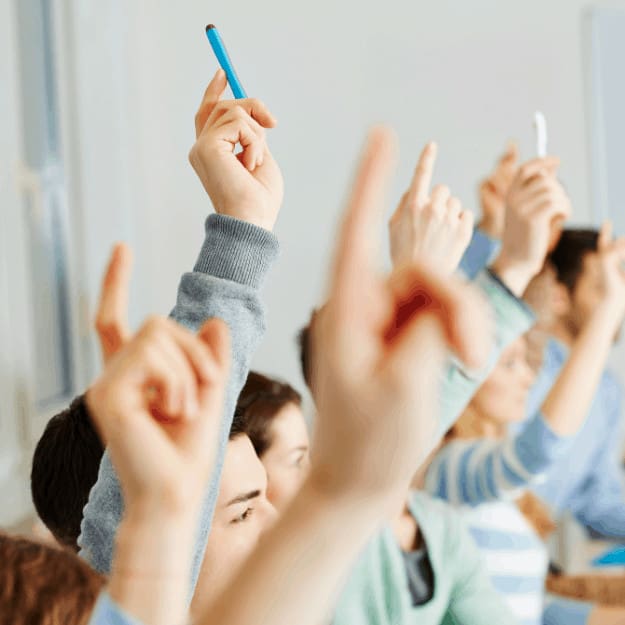 ems students raising hands