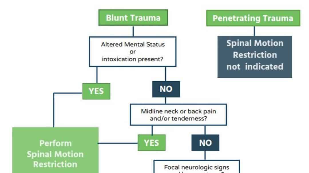 snippet of flowchart for spinal motion restriction