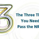 text: large "3" with "the three things you need to pass the nremt"