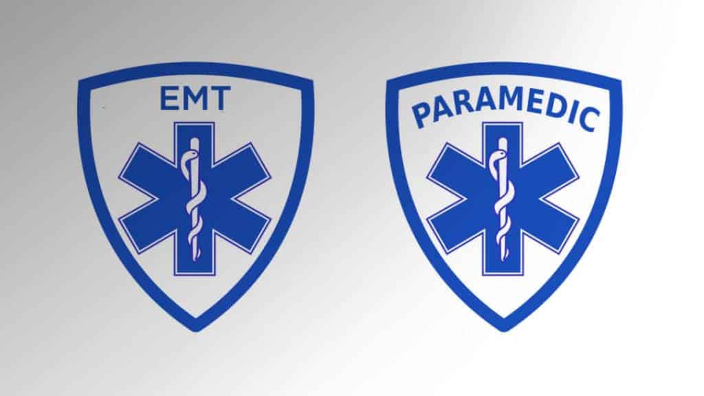 EMT badge next to paramedic badge