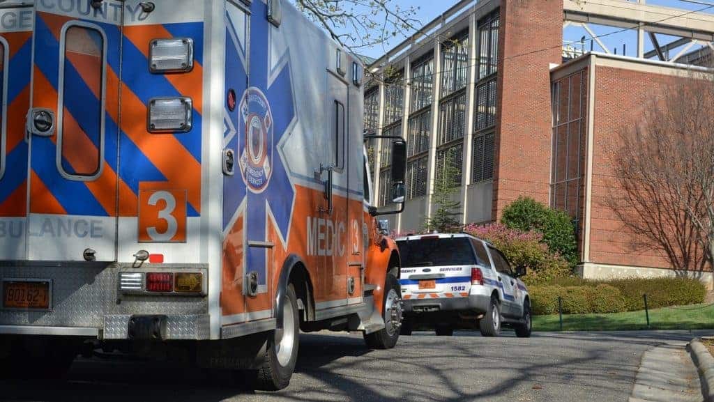 paramedic ambulance at daytime city scene