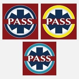three app logos for emt pass, aemt pass and paramedic pass