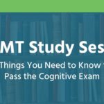 white text on blue book background: "NREMT Study Session. 5 Things You Need to Know to Pass the Cognitive Exam."