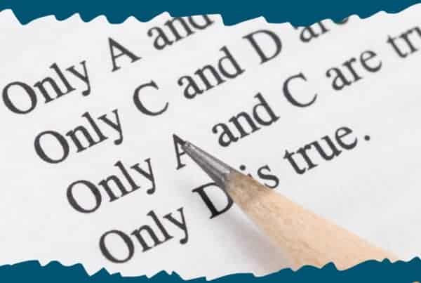 Multiple Choice exam items with pencil tip