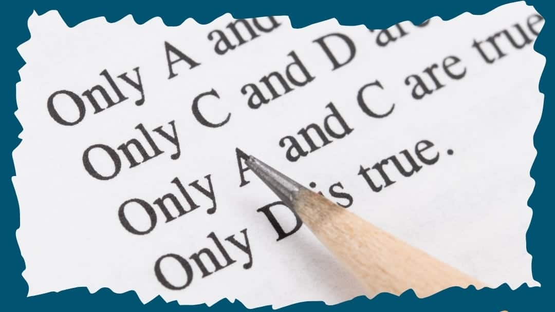 Multiple Choice exam items with pencil tip