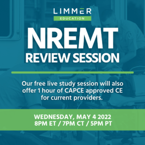Text: NREMT Review Session. Our free live study session will also offer 1 hour of CAPCE approved CE for providers. May 4, 2022