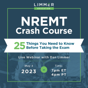 Text on background: "NREMT Crash Course: 25 Things You Need to Know Before Taking the Exam"