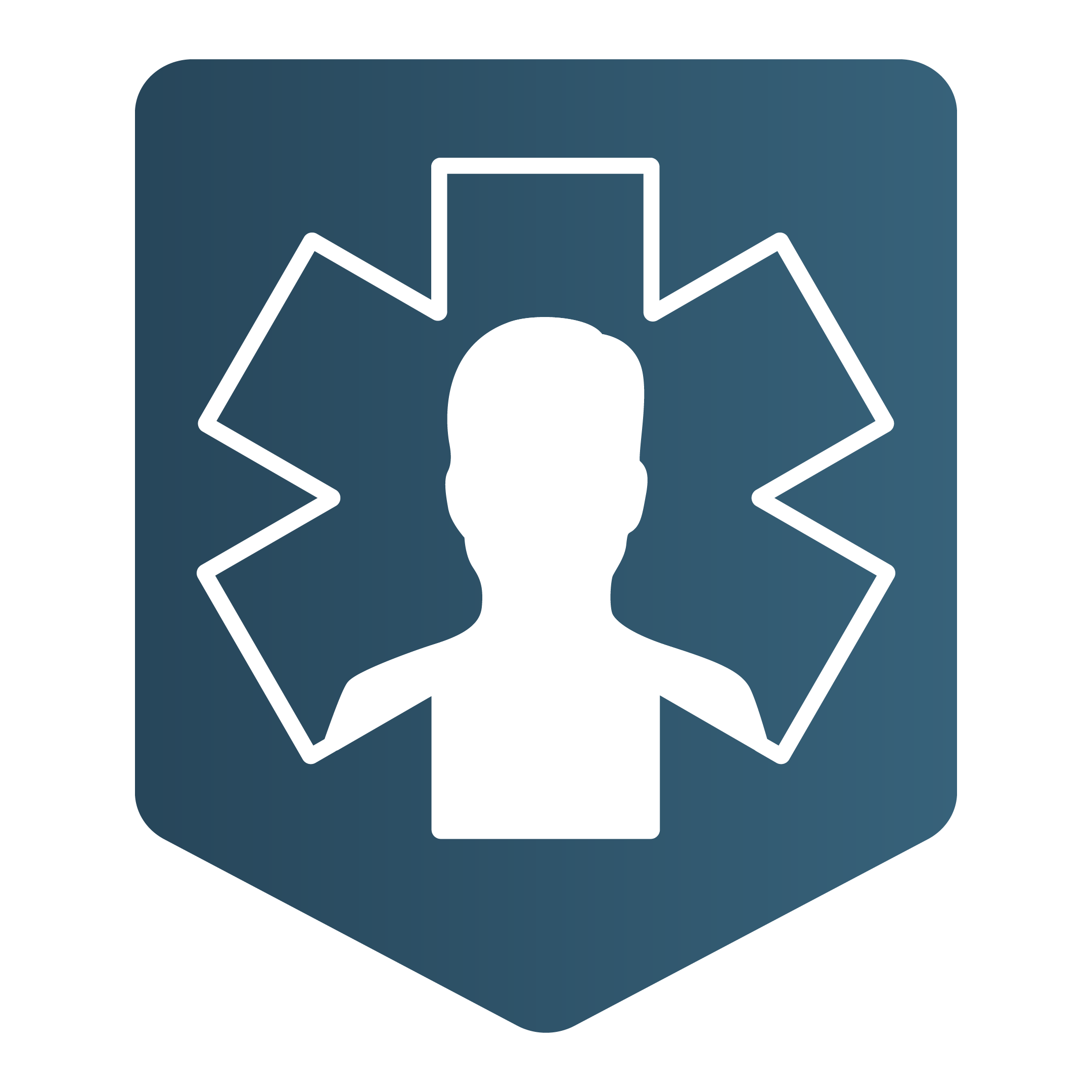 EMT Class Ready product icon looks like EMT patch with silhouette of a person inside the outline of the star of life